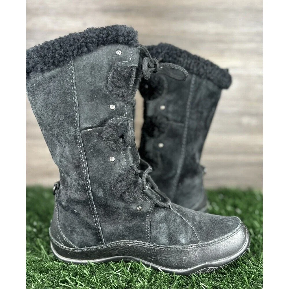 The North Face Boots‎ Size 8 Abby II Black Suede Faux Fur 200 Gram Waterproof